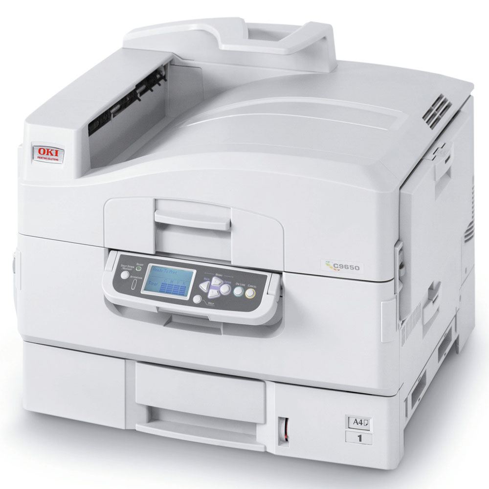    OKI C9650dn color laser (LED) printer (A3, 1200x600dpi, 36(40)ppm, 512Mb, 2trays 230+530, Duplex, Parallel, USB, LAN, PS3)