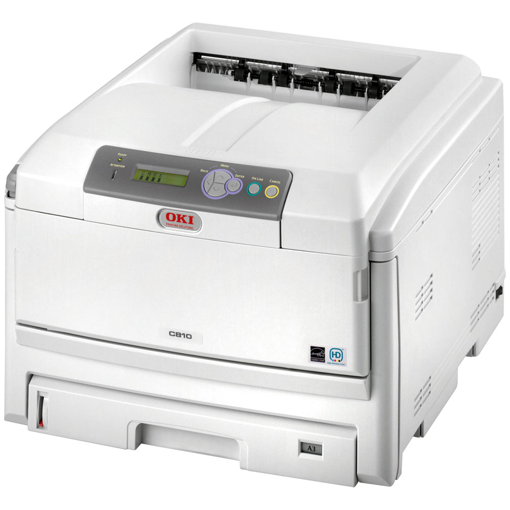    OKI C810n color laser (LED) printer (A3, 1200x600dpi, 30(32)ppm, 128Mb, 2trays 100+300, USB, LAN)
