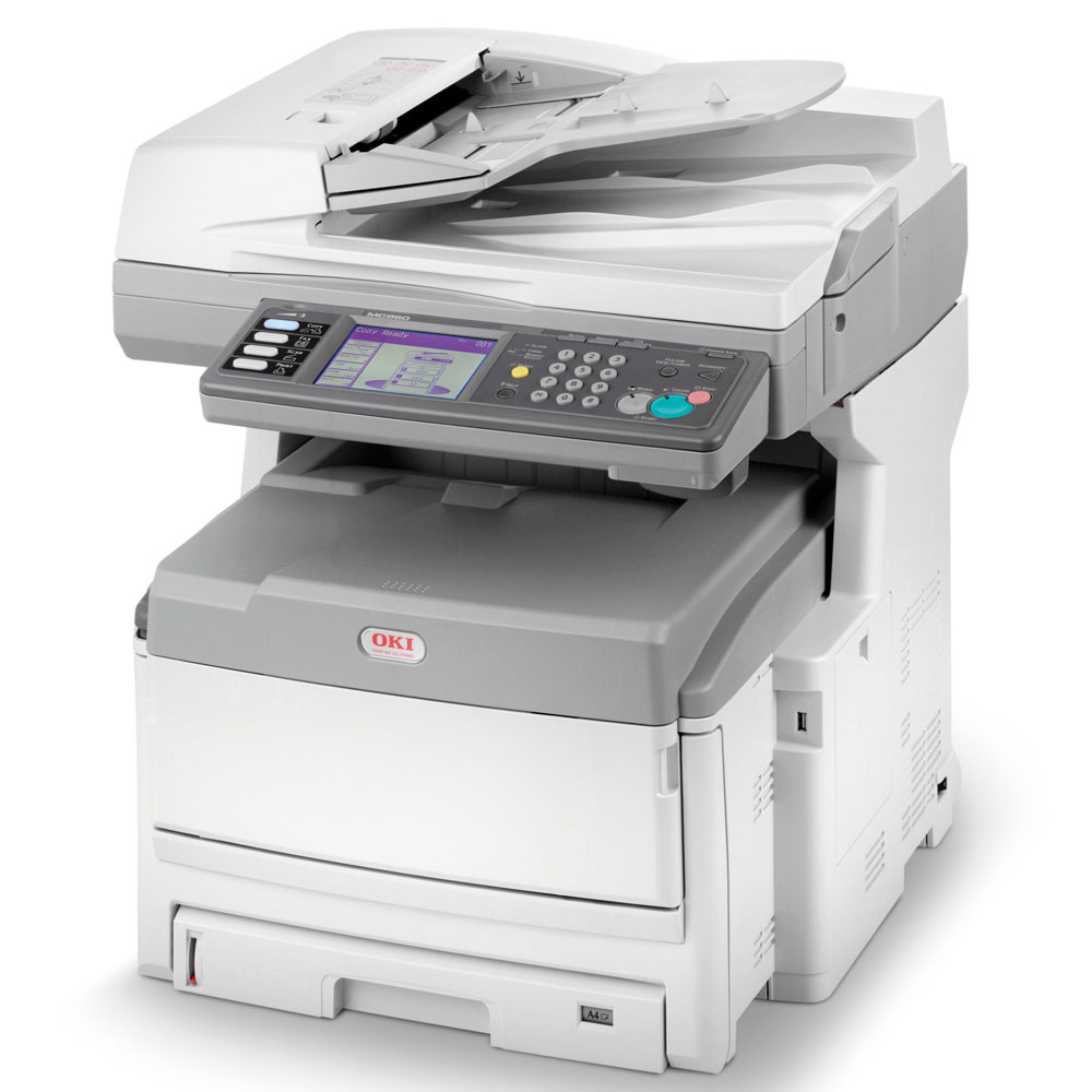   OKI MC860dn color laser (LED) MFP (p, c, s, f, A3, 1200x600dpi, 26(34)ppm, 512Mb, 40Gb HDD, 2trays 100+300, ADF 50, Duplex, Parallel, USB, LAN, PS3)