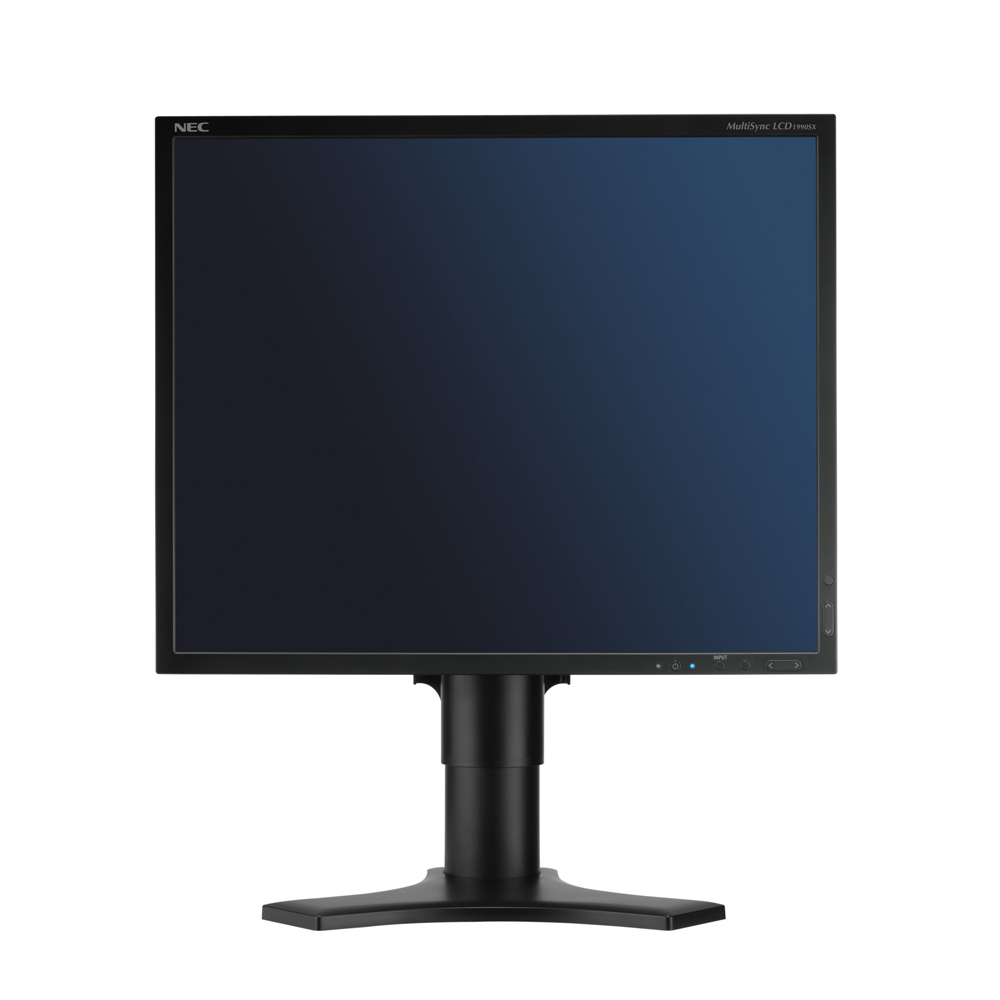 NEC 19-inchmonitor ;Black;5:4, S-PVA;1280x1024;8ms GtG,0,294mm;250cd/m2; 1500:1; 178/178; Hight adjustable:150mm,Swivel;Tilt,Pivot;D-Sub,DVI-D;DVI-I; Internal PS;1+1W; TCO3