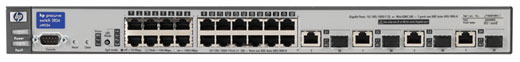    HP ProCurve Switch 2824   1U (20x10/100/1000, 4 ports 10/100/1000 or mini-GBIC, 48Gb/s)