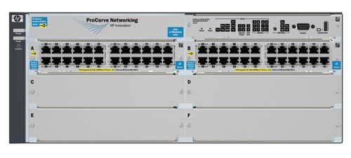 Шасси HP ProCurve Swtich 5406zl-48G 6-slot chassis (Managed, Layer 3/4 router, incl.5406-zl+2x24 ports 10/100/1000POE mdls, Stackable 19-inch,1x875W RPS (up to 2))