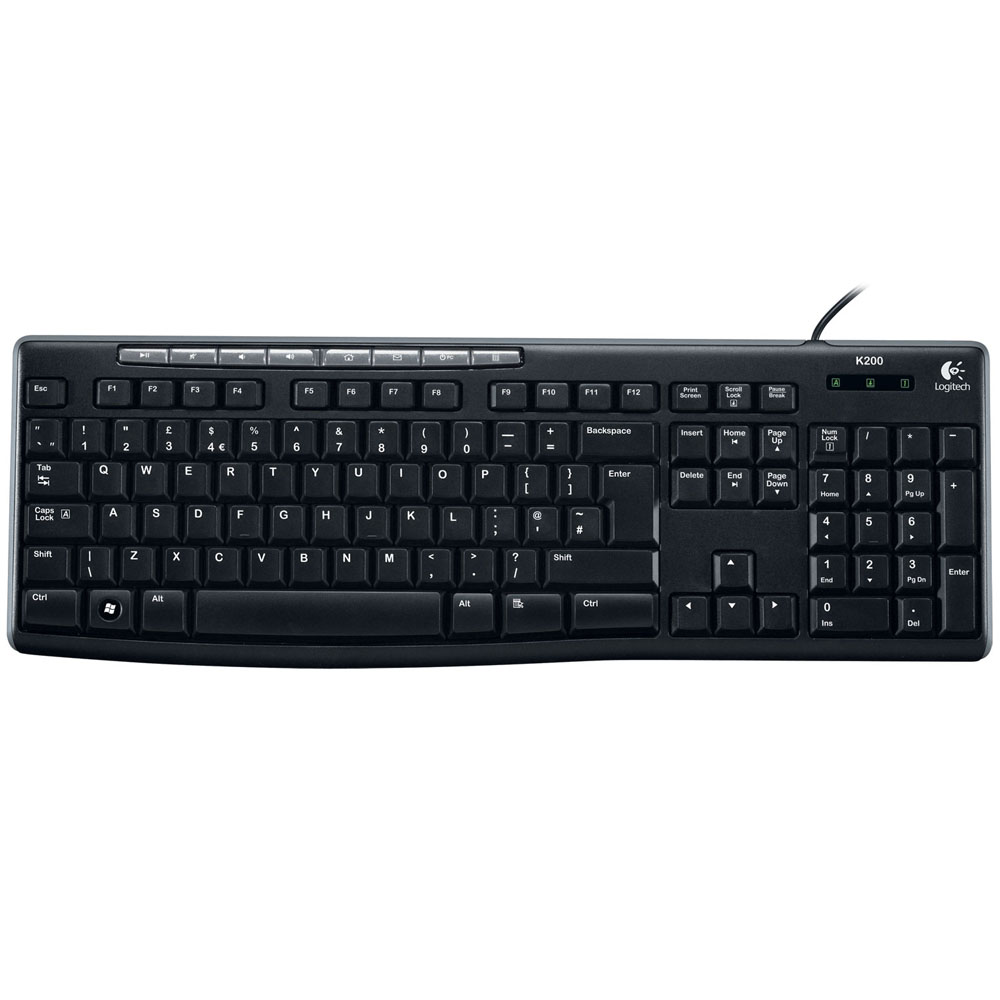 Logitech Keyboard K200, USB, black, Rtl, [920-002779]