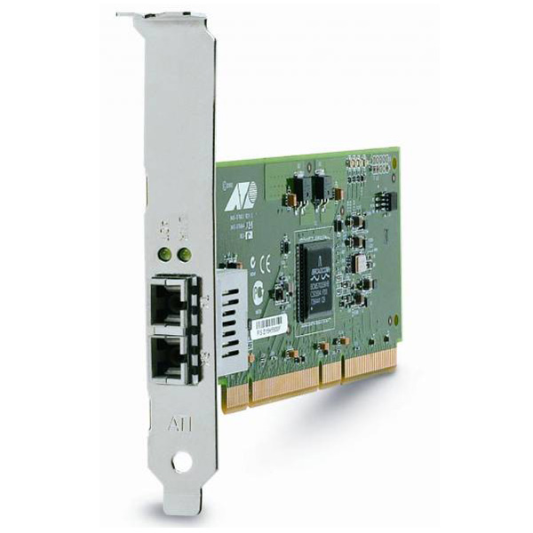 Allied Telesis Gigabit Ethernet Fiber Adapter, 1000-Base-SX (SC), 64-bit PCI, Single Pack