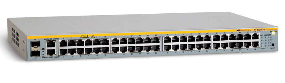 Allied Telesis 48 x10/100TX + 2x10/100/1000T or SFP, managed L2, Stackable, up to 6 units, 19-inch rackmount hardware included