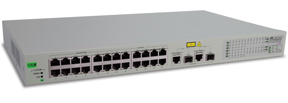 Allied Telesis 24 Port Fast Ethernet Smartswitch (Web based) with PoE