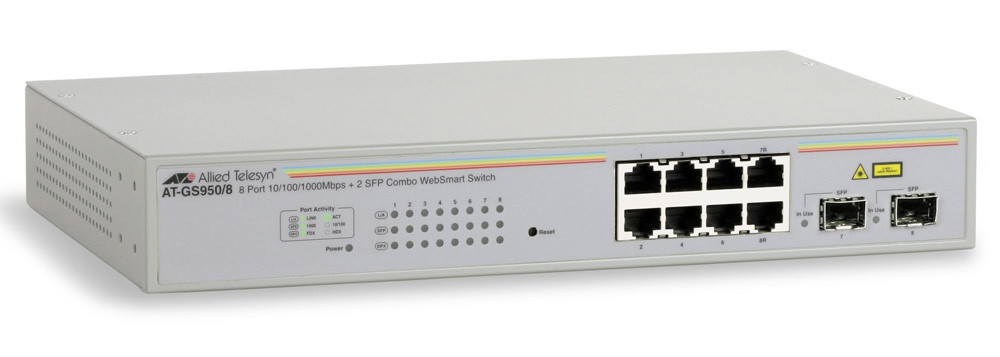 Allied Telesis 8 port 10/100/1000TX WebSmar switch with 1 SFP bays