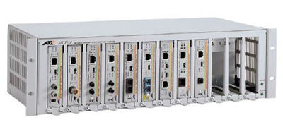 Allied Telesis 12-slot media converter rack-mount chassis with a removable internal universal power supply, Rack Mount Kit
