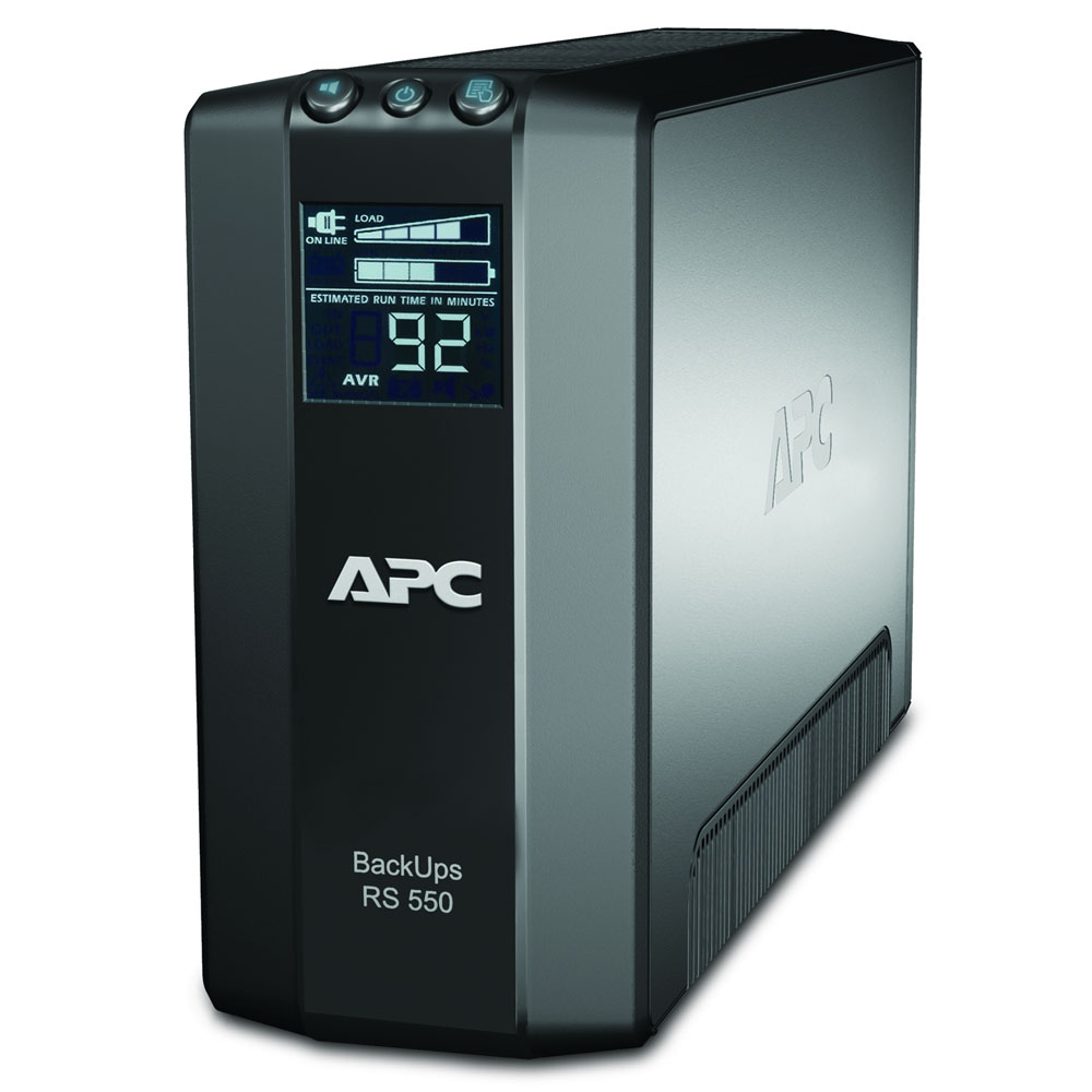    APC Back-UPS RS 550VA/330W, 230V, LCD, AVR, 6xC13 outlets (3 Surge & 3 batt.), Data, DSL protection, USB, PCh, user repl. batt., 2 year warranty