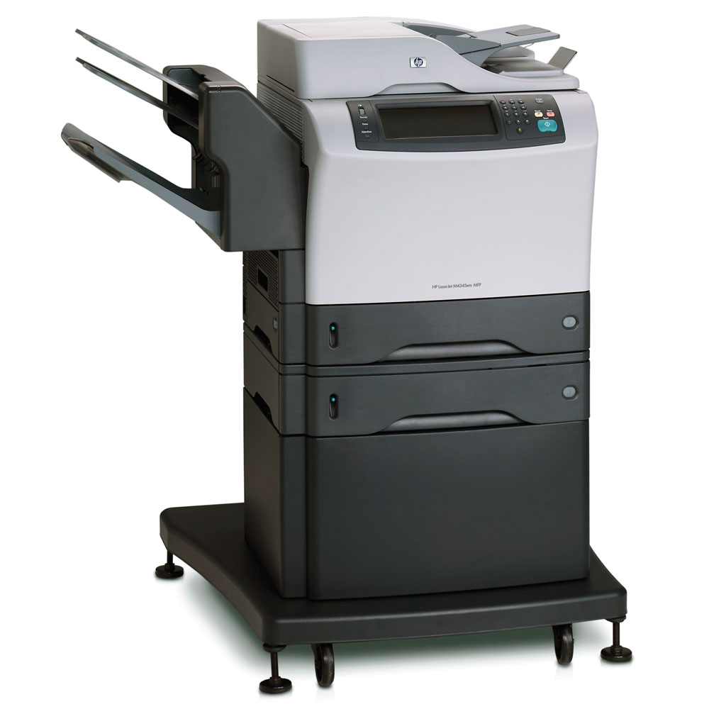 -   HP LaserJet M4345xs MFP (p/c/s/fax, A4, 1200dpi, 43ppm, 256Mb, 40Gb, 3trays 100+2*500, Stand, Stacker/Stapler, ADF 50, Duplex, USB/LAN/FIH/EIO)