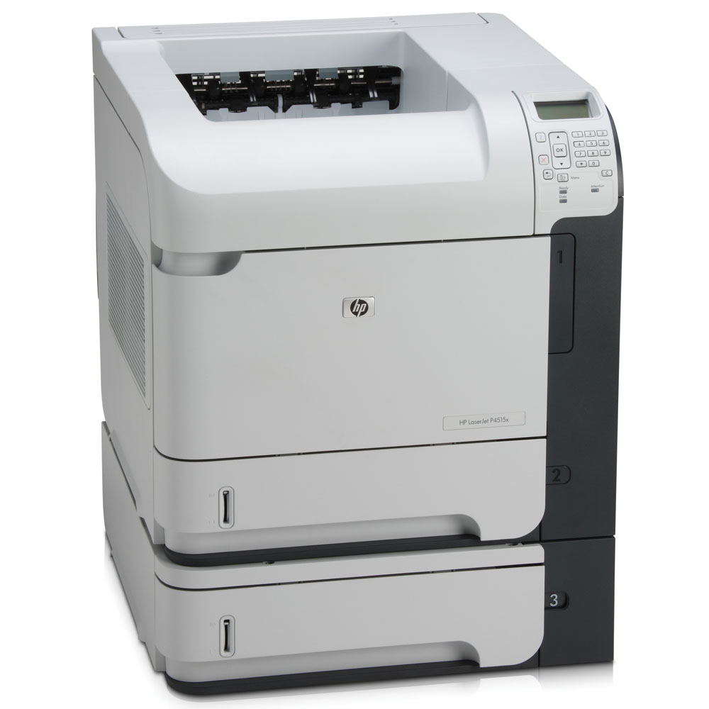 -   HP LaserJet P4515x [X=DTN] (A4, 1200dpi, 60ppm, 128Mb, Duplex, 3 trays 2*500+100, USB/GigEth/EIO, Postscript)