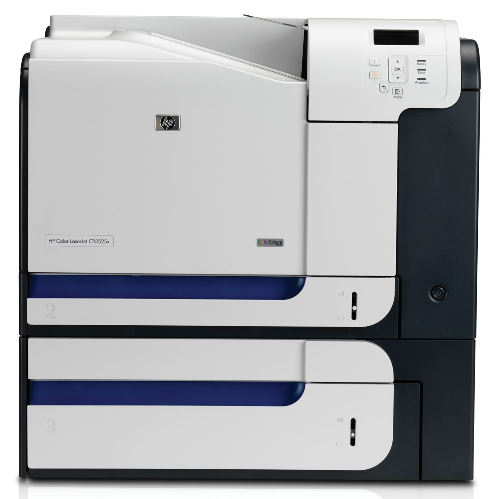    HP Color LaserJet CP3525x (=dtn) (A4, 600dpi, ImageREt 3600, 30(30) ppm, 512 Mb, 3 trays 100+250+500, Duplex, USB/LAN)