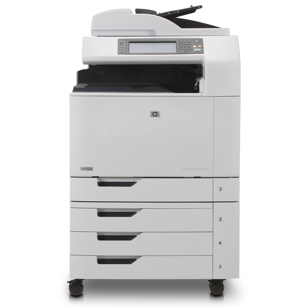    HP Color LaserJet CM6030 MFP (p/s/c, A3, 3trays 500*2+100, output tray 500, 30/30ppm(A4), Duplex, ADF50, 1200x600dpi, 512MB, 80Gb, USB/EIO/FIH/LAN/PCI-E, PS)