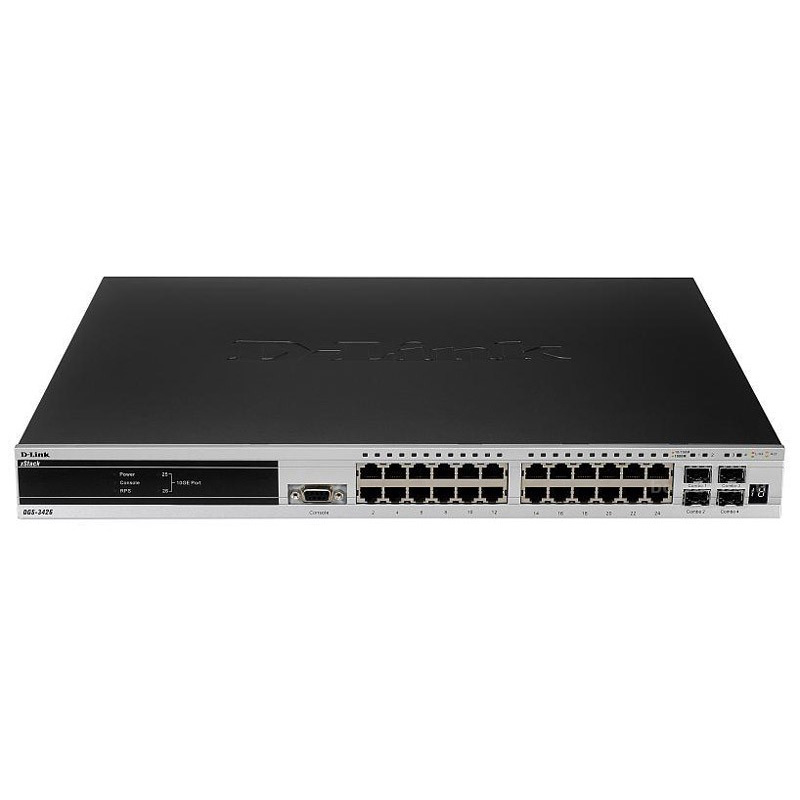 D-Link DGS-3426G, L2 Managed Switches, 20x1000BaseFX SFP, 4xCombo 1000BASE-T, SFP, 2 Open Slots
