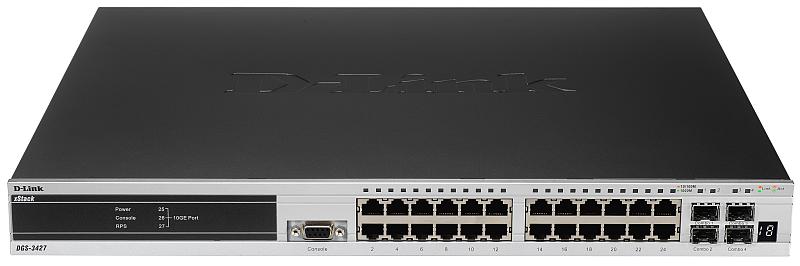 D-Link DGS-3427, L2+ Stackable Management Switch, 24-port Gigabit, 4 Combo SFP, 3 slots for optional 10GE modules