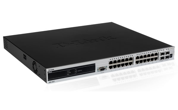 D-Link DGS-3627G, L3 Stackable Management Switch, 24-port SFP, 4Combo 10, 100, 1000Base-T, 3 open slots for optional 10GE modules