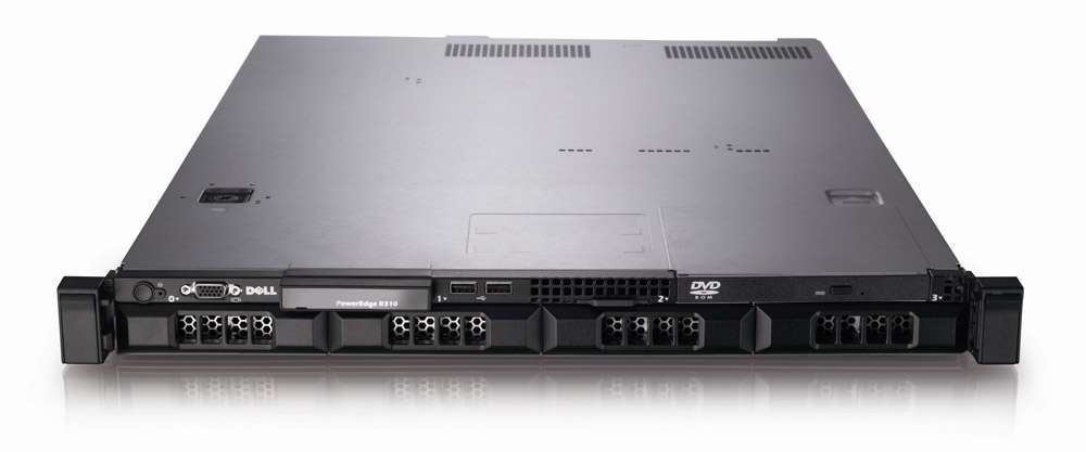  Dell PowerEdge R310 Server Chassis, X3450 (2.66Ghz) QC, no Memory, no HDD (up to 4x3,5-inchHotPlug), PERC H700A, 512MB BBU (RAID 0-60), DVD+, -RW, DP Gigabit LAN, iDRAC6 Enterprise, RPS (2)*400W, Bezel, Sliding Rack Rails, 1U, 3y NBD