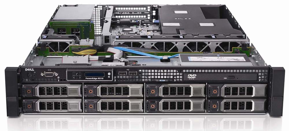  Dell PowerEdge R510 Server Rack 2U; 1xIntel Xeon Processor X5650 2.66 GHz L3 cache 12MB 6.40 GT/s QPI; RAM 2x2048 MB PC3-10600 DDR3 SDRAM; HDD 2x500 Gb 7.2K rpm 3.5-inch SAS 6Gbps Hot-swap; PERC H700 512MB; Power 2x750 HS; DVD+/-RW Drive; iDRAC6 Enterpise with VFlash 8GB SD Card; Dual Gigabit Ethernet; Sliding Ready Rack Rails; 3Yr Basic Warranty Next Business Day