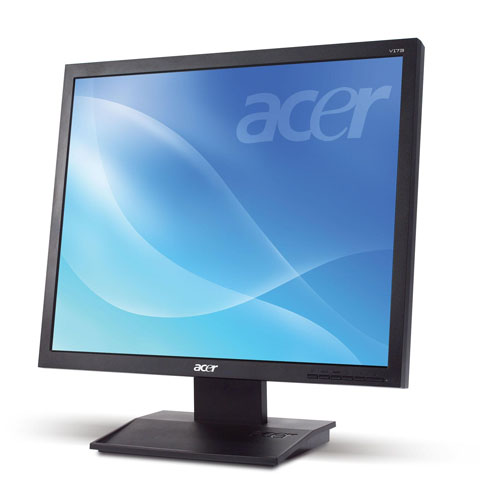  17-inch ACER V173DObmd, 1280x1024, 5ms, 250cd/m2, 20000:1, 160/160, VGA and DVI, w/Spk, -05, Black