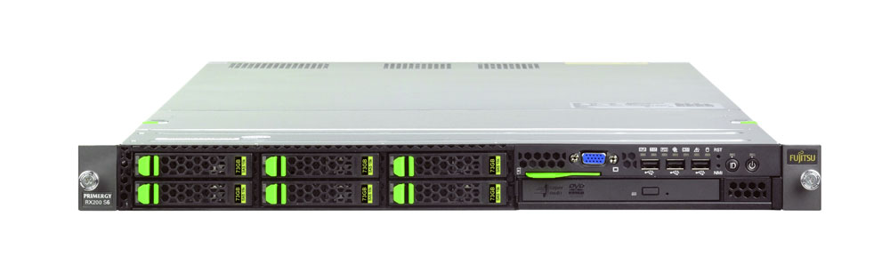    Fujitsu PRIMERGY RX200 S6 Server   1U Xeon E5620 2.40GHz/12MB, 4GB DDR3 1333MHz, 4x2.5  (up to 6x2.5 ) hotplug backplane, DVDRW, RAID Ctrl SAS 6G 5/6 512MB, RMK, PSU