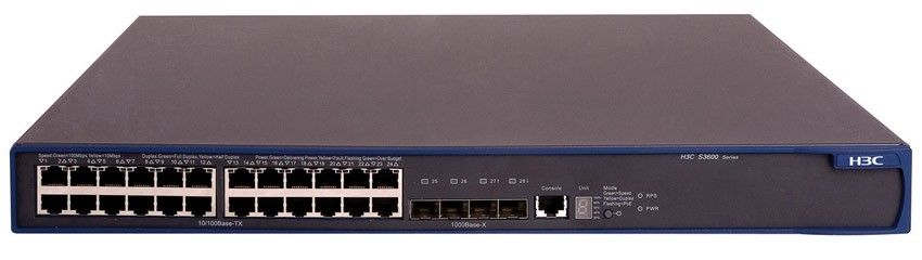  HP A3600-24 EI Switch (24x10/100 + 4xSFP, Managed L3, Stacking, 19')(repl. for JE101A)