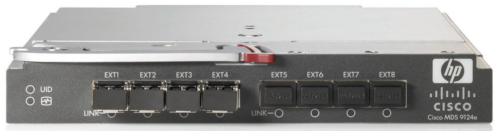 HP BladeSystem Cisco MDS 9124e Switch (8+16 ports) (8 external SFP slots, incl 4x4Gb LC SW SFP, 24 ports enabled)