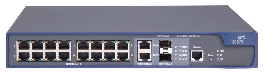  HP E4210-16-PoE Switch (16x10, 100 PoE + 2x10, 100, 1000 or SFP, Full Managed L2 , ACLs, Clustered Stack, PoE 123W)(eq.3CR17342-91)