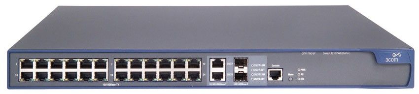  HP E4210-24-PoE Switch (24x10, 100 PoE + 2x10, 100, 1000 or SFP, Full Managed L2 , ACLs, Clustered Stack, PoE 370W, 19')(eq.3CR17343-91)