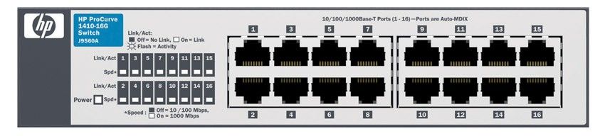  HP 1410-16G Switch (16 ports 10, 100, 1000, Fanless, Unmanaged, 19')