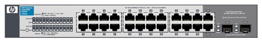    HP ProCurve 1410-24G   Switch (22 ports 10/100/1000 +2 10/100/1000 or 2Gbics , Fanless, Unmanaged)(instead of J9078A#ABB)