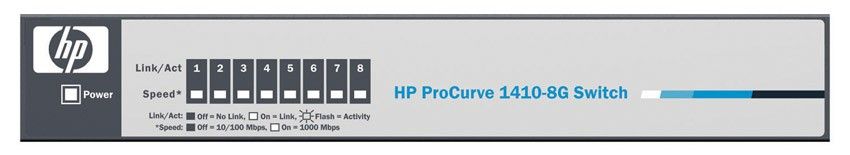  HP ProCurve 1410-8G Switch (8 ports 10/100/1000, Unmanaged, Fanless design, desktop)(instead of J9077A#ABB)