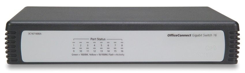    HP 1405-16G   Small Office Desktop Switch (16 ports 10/100/1000 RJ-45, Unmanaged) (eq.3C1671600A)