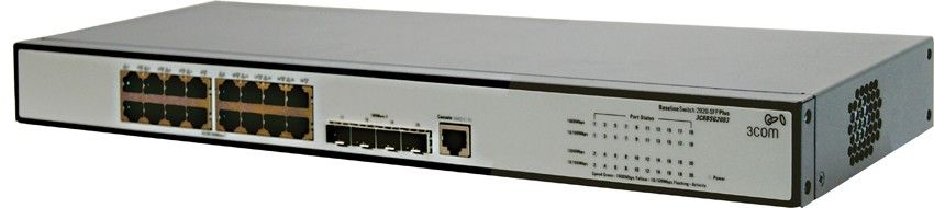  HP 1910-16G Switch 20-Port (16x10/100/1000 RJ-45 + 4xSFP Web, SNMP, L3 static, single IP management up to 32 units, 19') (eq.3CRBSG2093)