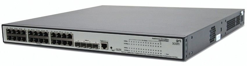  HP 1910-24G-PoE (170W) Switch 28-Port (24x10/100/1000 RJ-45 + 4xSFP Web, PoE 170W, SNMP, L3 static, single IP management up to 32 units, 19') (eq.3CRBSG28PWR93)