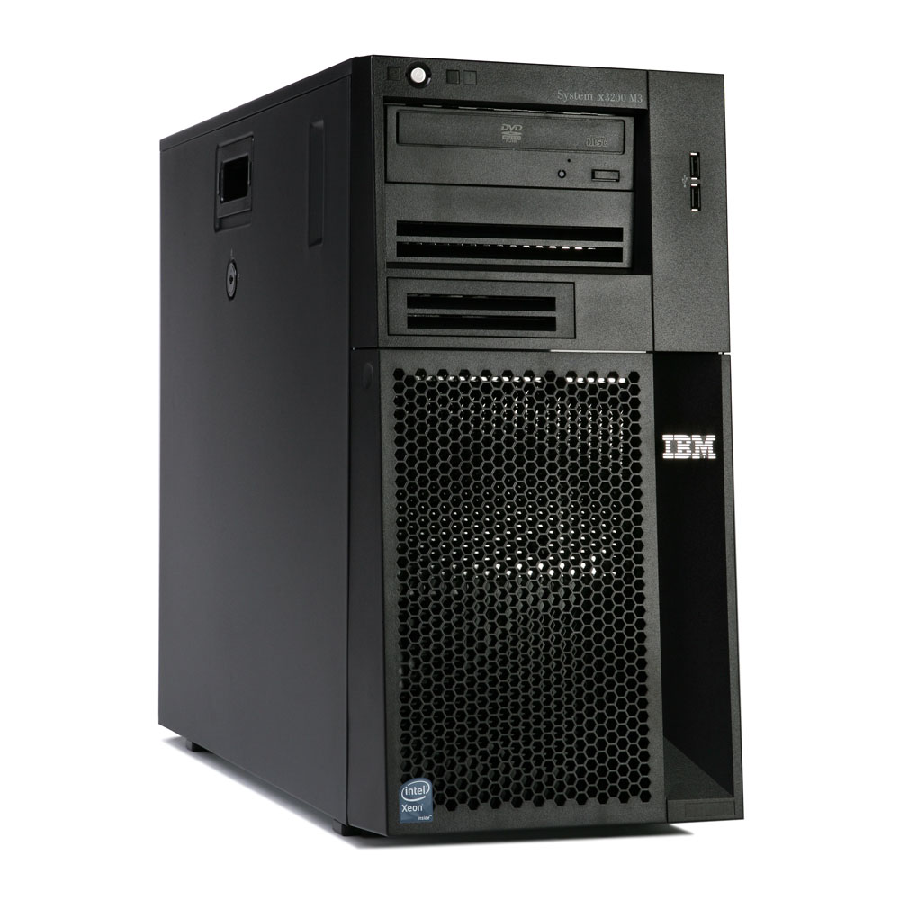  IBM System x3200 M3 Server Xeon QC X3430 HS (2.4GHz(8MB)) 2x2GB, 1x500GB 3, 5-inch SATA HS(4), SR BR10il (0, 1, 1E), 2x400W RPS, DVD+/-RW, 2xGbEth, kbd, mouse, Tower (5U)