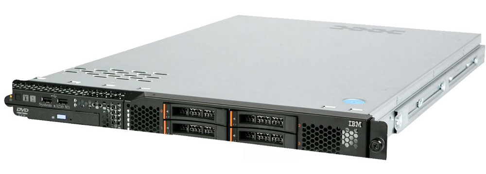  IBM System x3250 M3 Server Rack 1U, Intel Xeon QuadCore X3430 2.4GHz/8MB, RAM 4x2Gb DDR-3 ECC, HDD 1x146Gb SAS (max 4 HDD), ServeRaid BR10il v2, DVD+/-RW, Dual Gigabit Ethernet, 1x351W Power Supply