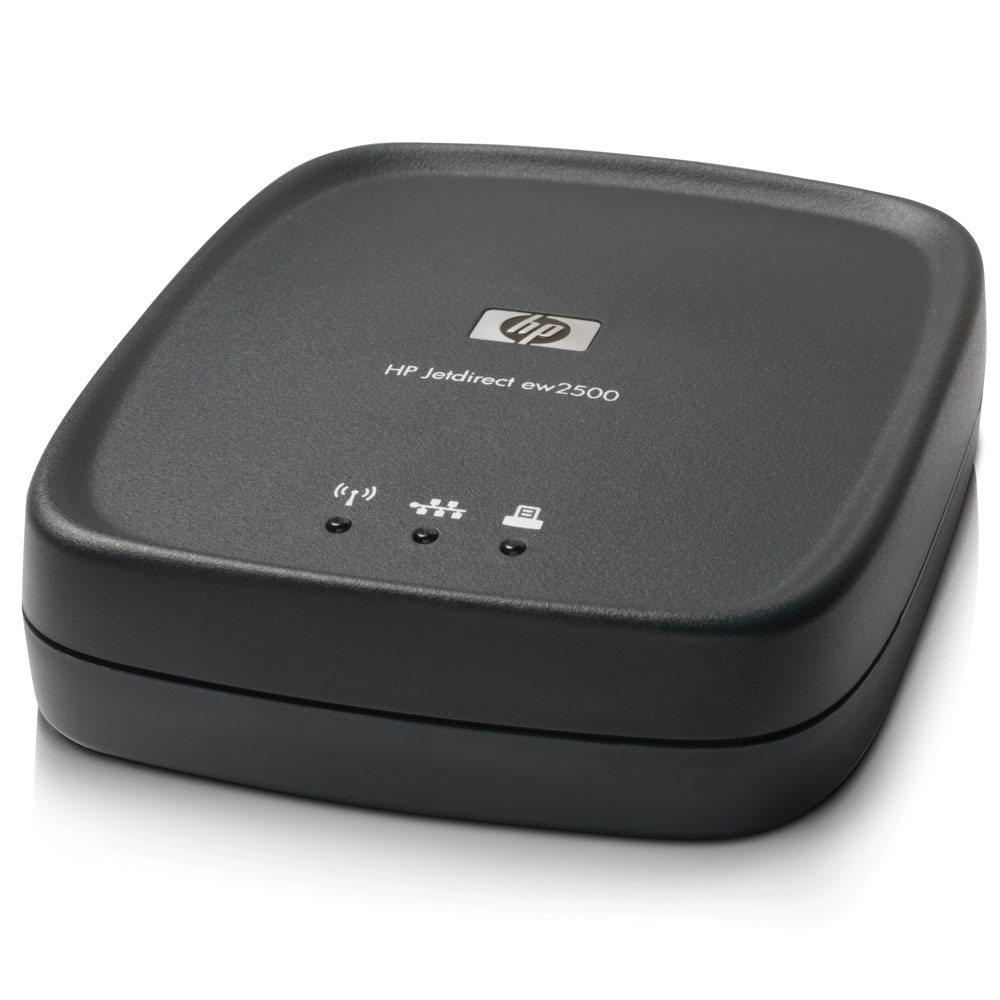   HP Jetdirect ew2500 Wireless External Print Server(Ethernet 802.11g, b, Ethernet, Fast Ethernet 802.3 RJ45(10, 100Base-TX), USB, repl. J7942G, J7951G, J7988G)