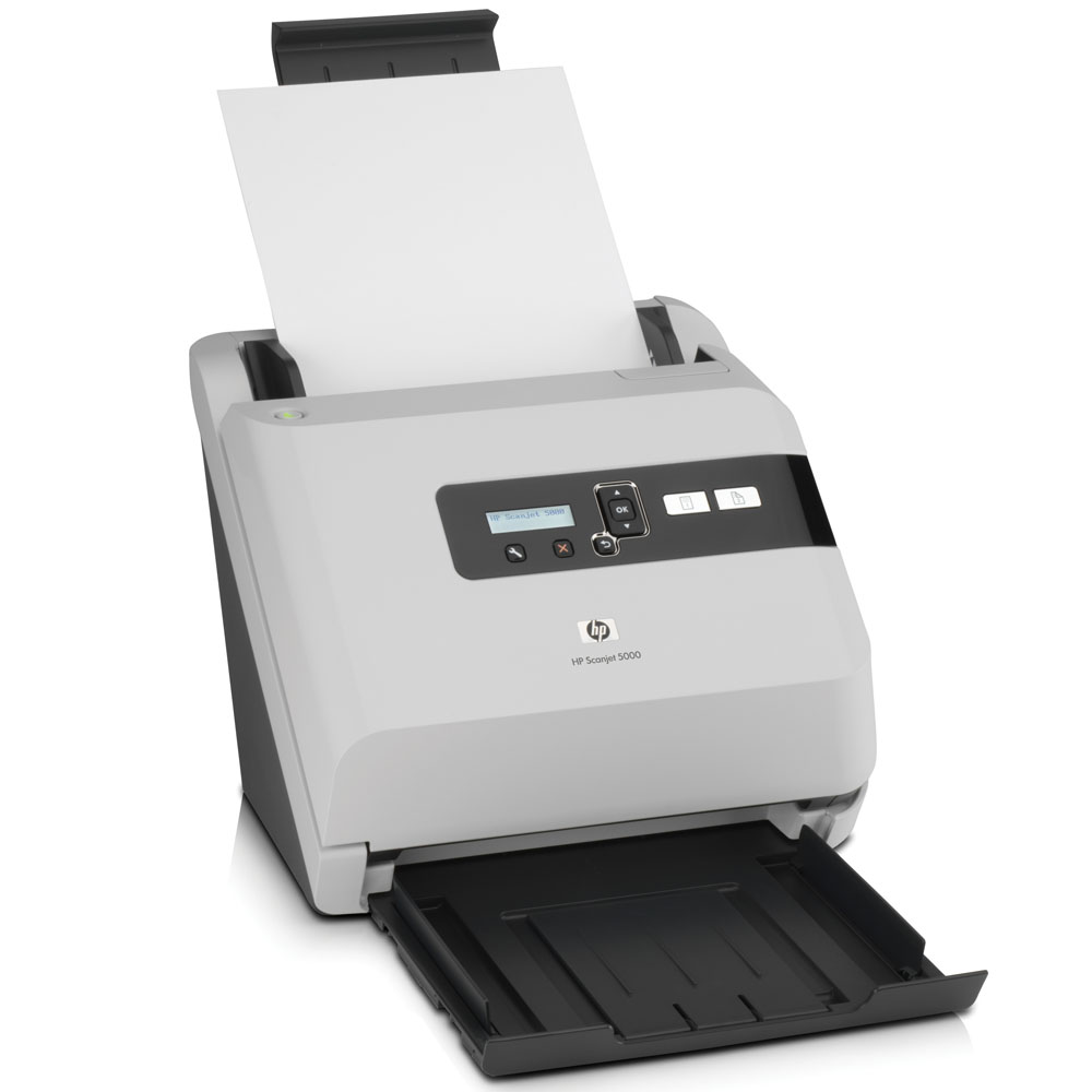  HP Scanjet 5000 Sheetfeed Scanner (216x864 mm, 600x600dpi, 48bit, USB, LCD, ADF 50 sheets, 25(50)ppm, Duplex, card feeder for business cards, replace L1980A)