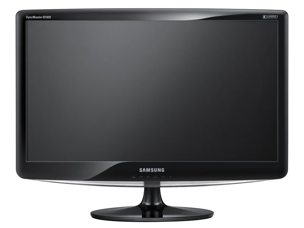  18.5-inch Samsung B1930N(YKF), Wide(16:9), Round Simple, 1360x768, 5ms, 250cd, m2, 1000:1(DC50000:1), 170, 160, Glossy Black