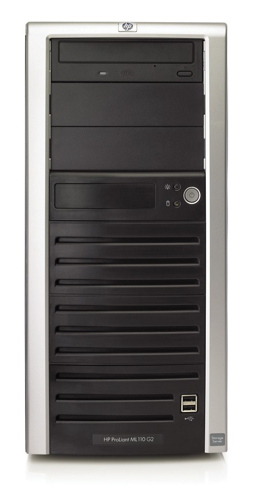   NAS  HP ProLiant ML110 Storage Server   Tower 5U Celeron-2.8/533MHz, 256Mb (max 4x1Gb), 4x80Gb 7200 rpm SATA, SCSI, 5/5 PCI, FDD, DVD, NIC, Windows Storage Server 2003 (SMB/CIFS, NFS, NCP, AppleTalk, HTTP, FTP protocols)