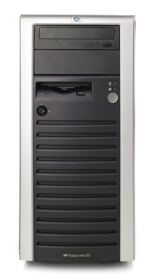    HP ProLiant ML150 G2 Server XeonDP-3.2/1Mb/800MHz,   512Mb PC2700/333MHz, SATA (max. 4x250Gb), HotPlug, 6/5 PCI, CD, FDD, Gigabit NIC