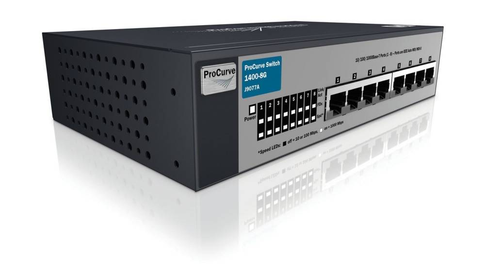  HP ProCurve Switch 1400-8G (8 ports 10/100/1000, Unmanaged, Fanless design, desktop)