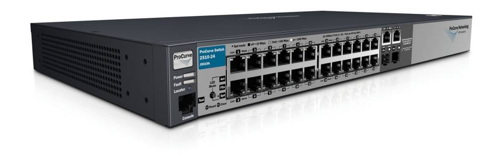  HP ProCurve Switch 2510-24 (24 ports 10/100+ 2 100/1000 or 2Gbics, Managed, Layer 2, Stackable 19', Fanless design)