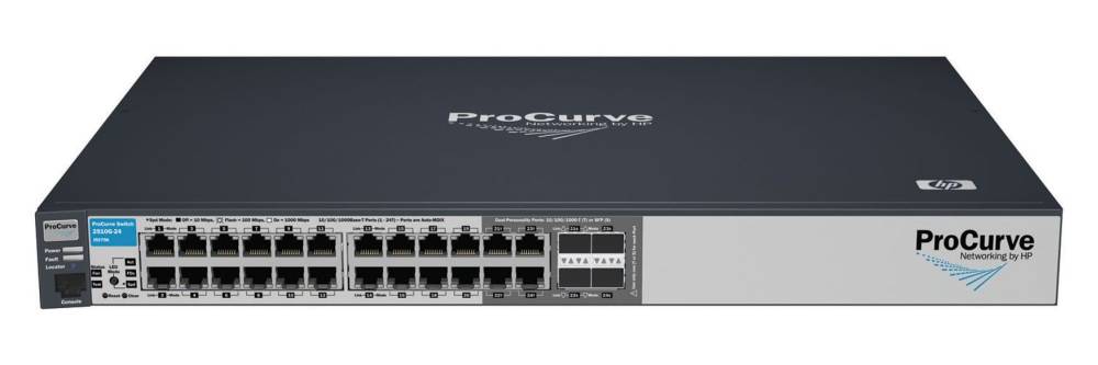  HP ProCurve Switch 2510G-24 (20 ports 10/100/1000 + 4 10/100/1000 or 4 GBICs, Managed, Layer 2, Stackable 19-inch)