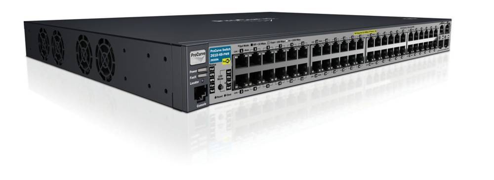     HP ProCurve Switch 2610-48-PWR   (48POE ports 10/100 + 2 10/100/1000 + 2 GBICs, Managed, Layer 3 static router, Stackable 19 )