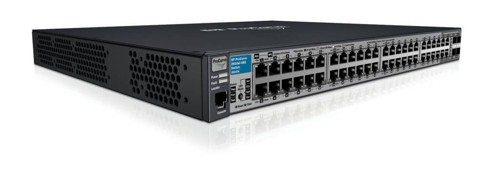   HP ProCurve Switch 2910al-48G (44 ports 10/100/1000 +4 10/100/1000 or SFP, 4 10-GbE opt., Managed, Layer 3 static, Stackable 19')