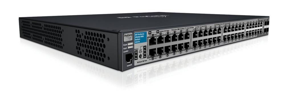   HP ProCurve Switch 2910al-48G (44 ports 10/100/1000 +4 10/100/1000 or SFP, 4 10-GbE opt., Managed, Layer 3 static, Stackable 19')