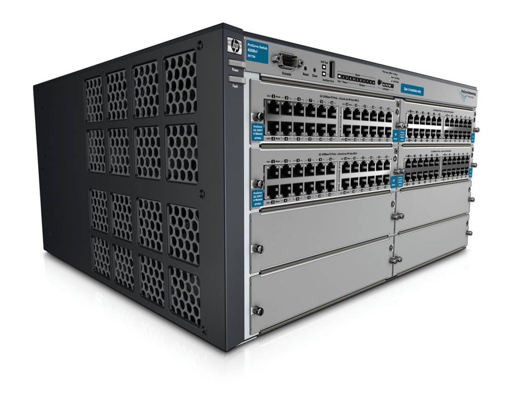 Шасси HP ProCurve Switch 4208vl-96 8-slot chassis (Managed, Layer 3 static router, 4 open slots + 4x24-port 10/100-TX modules, Stackable 19')
