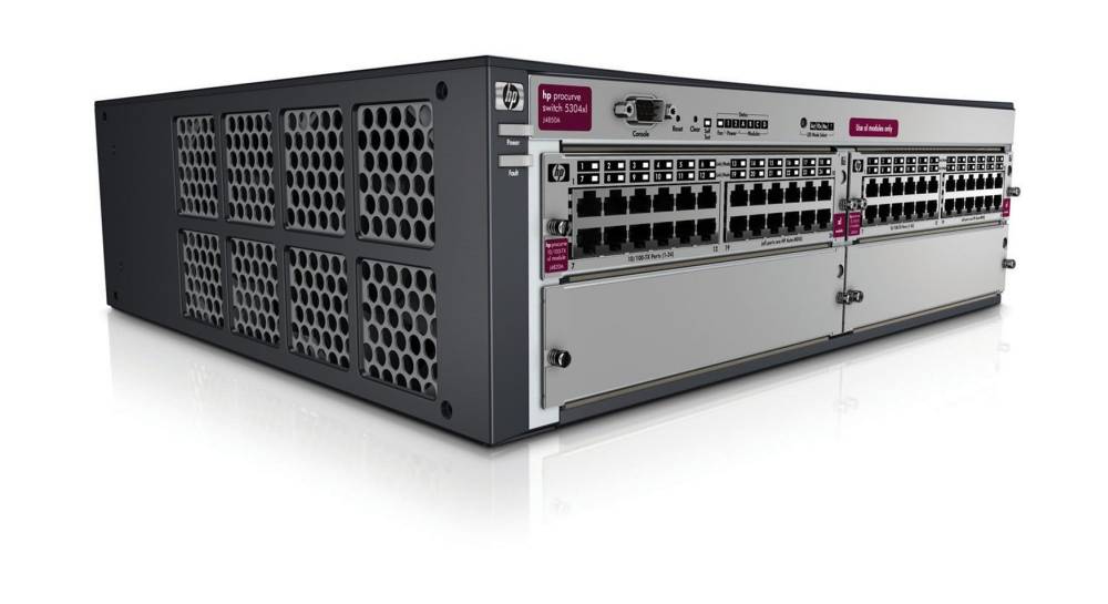 Шасси HP ProCurve Switch 5304xl-32g 3U (2 slots 14x10/100/1000 + 2 mini-GBIC, 2 open slots, 38.4Gb/s)
