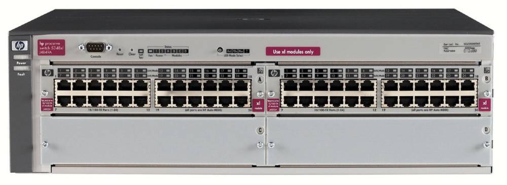    HP Procurve Switch 5348xl   3U (2 slots 24x10/100, 2 open slots, 38.4Gb/s)